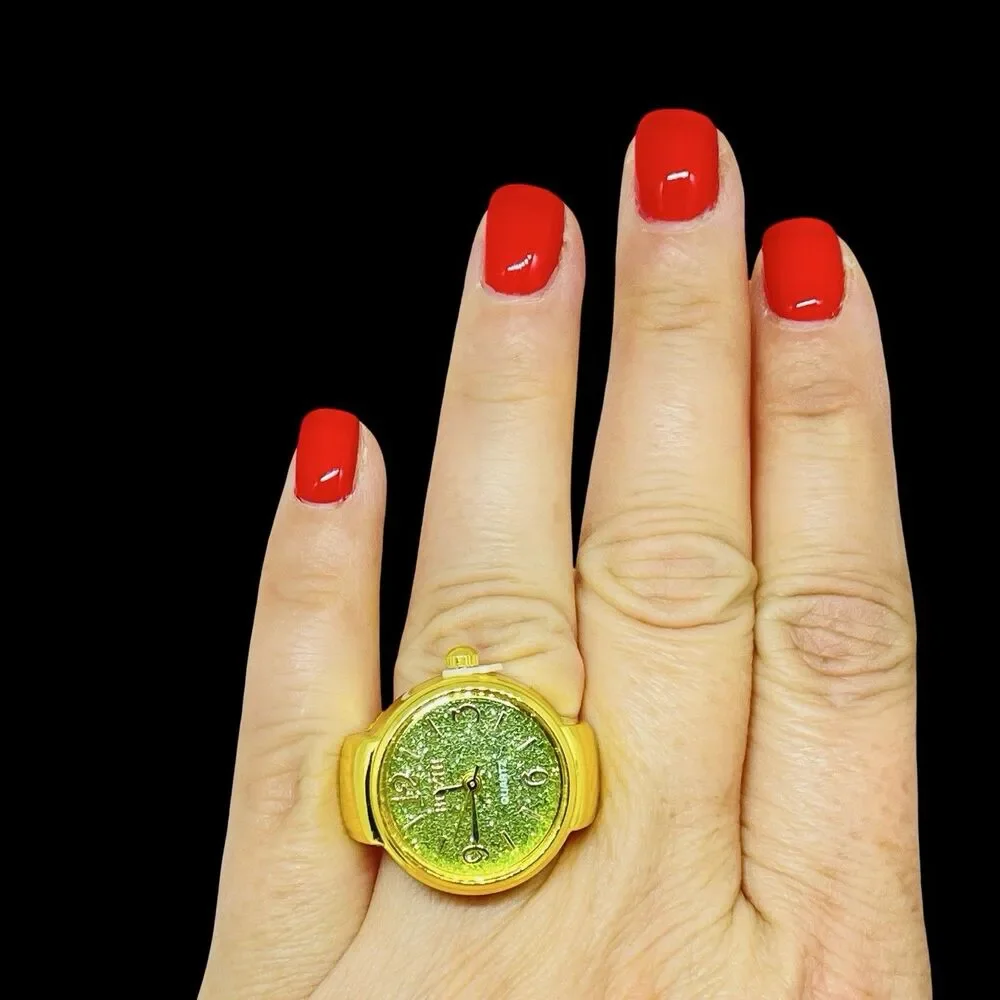 BOZHI Ring Watch Gold Design With Crystals New